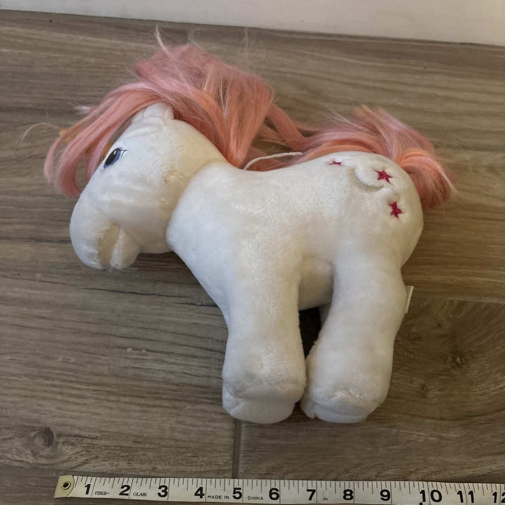 Vintage My Little Pony Moondancer Unicorn Plush Hasbro Softies 1984 White 10in - Picture 8 of 11